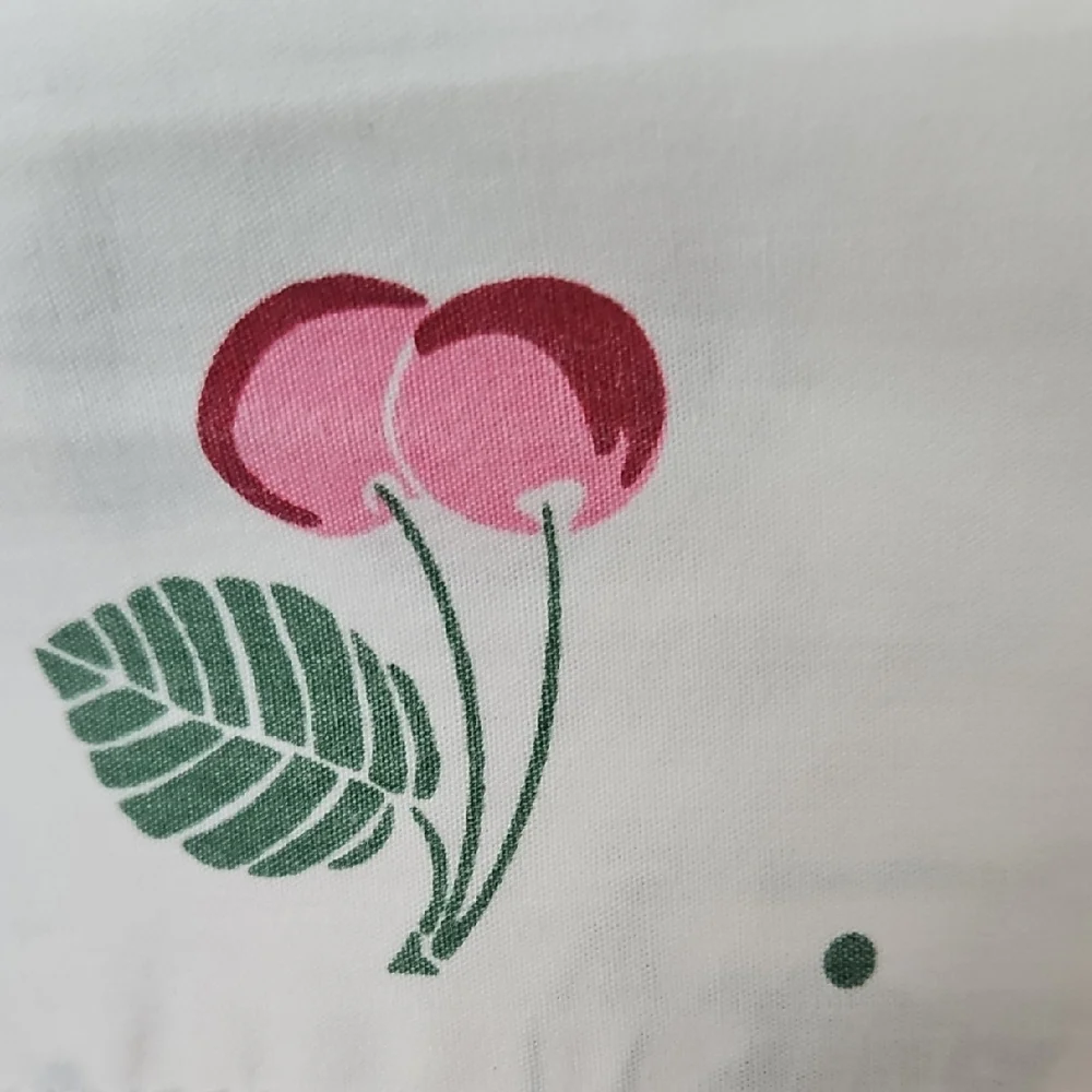 Tommy Hilfiger Pink Red Cherries Green Leaf Cotton Twin Flat Sheet